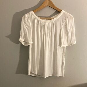 Boden White Smocked Puff Sleeve Blouse